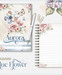 Caderno Personalizado Blue Flower 03 - 100 folhas