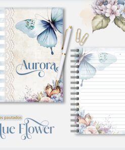 Caderno Personalizado Blue Flower 04 - 100 folhas